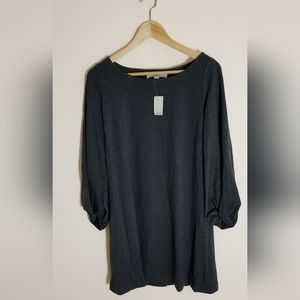 NWT Ann Taylor LOFT Dark Gray A-Line Tunic Dress Petite Small